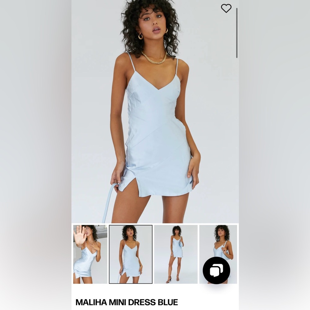Princess Polly Maliha Mini Dress with front slit in Light Blue | 6